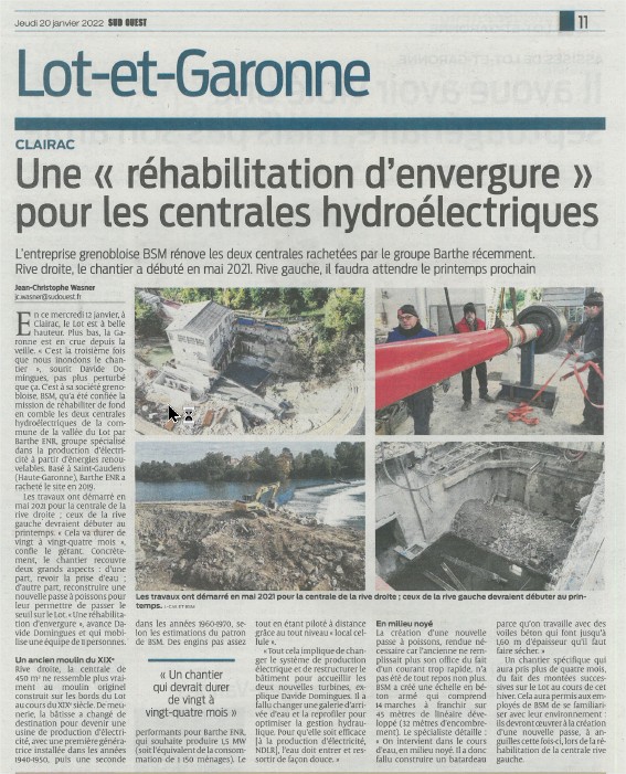 BSM Un savoir-faire reconnu dans la  r&eacute;novation de centrale hydro&eacute;lectriques au quatres coins de France